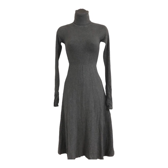 Zara charcoal gray knit stretch turtleneck fitted long sleeve sweater dress‎ - Picture 9 of 16